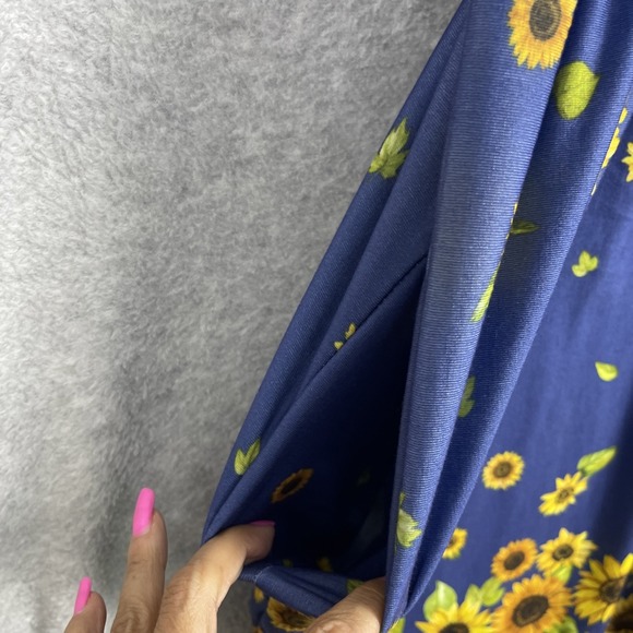 Popsy Sunflower Fit & Flare Dress Blue Womens 22 US 18 Whimsical Cottagecore - Picture 6 of 13